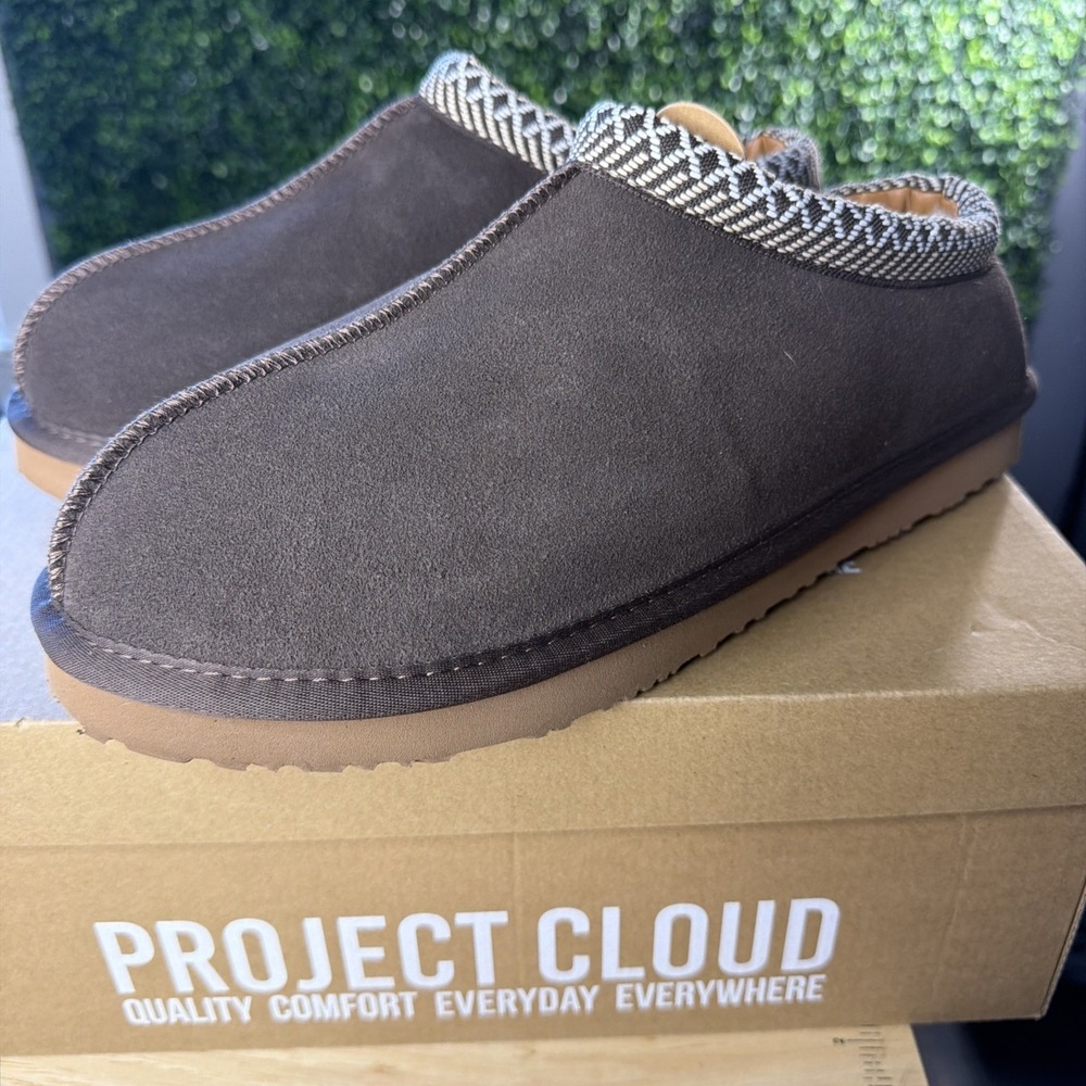 Men's Project Cloud RELAXATION Chocolate Sheepskin Lined Slippers 11.5‎